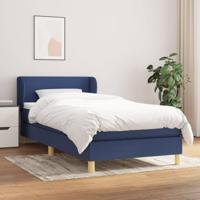Boxspring met matras stof blauw 90x190 cm - thumbnail