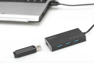 Digitus DA-70240-1 USB 3.2 Gen 1-hub 4 poorten Met aluminium behuizing Zwart