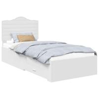 Bedframe met hoofdeinde met lade Wit 90 x 190 cm Bewerkt hout - thumbnail