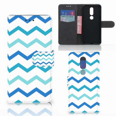 Nokia 7.1 Telefoon Hoesje Zigzag Blauw Nokia 7.1 Telefoon Hoesje Zigzag Blauw