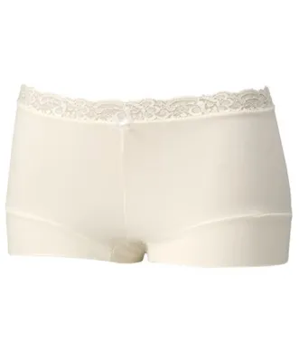 Kanten boxershort dames 38832 - Dames onderbroek - kanten ondergoed -badstof kruisje - wit en zwart