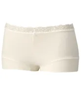 Kanten boxershort dames 38832 - Dames onderbroek - kanten ondergoed -badstof kruisje - wit en zwart - thumbnail