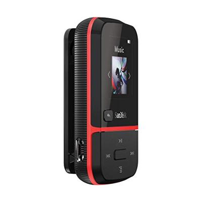 SanDisk Clip Sport Go MP3-Speler 16 GB (Superlichte En Duurzame, Ingebouwde Fm-Radio, Led-Scherm, Batterij Tot 18 Uur, 2 Jaar Garantie) Red
