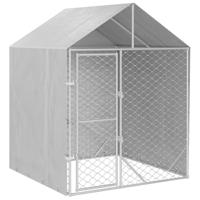 Hondenkennel met dak 2x2x2,5 m gegalvaniseerd staal zilver - thumbnail
