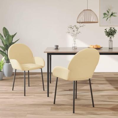 Eetkamerstoelen 2 st fluweel crmekleurig Eetkamerstoelen 2 st fluweel crmekleurig