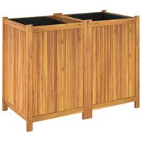 Plantenbak met voering 100x50x75 cm massief acaciahout - thumbnail