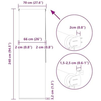 Doucherolgordijn 70x240 cm stofbreedte 66 cm
