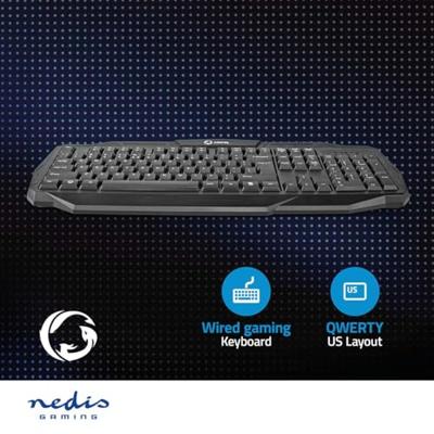 Nedis Bedraad Gaming Toetsenbord | LED | US internationaal | 1 stuks - GKBD100BKUS GKBD100BKUS - thumbnail