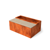 Bancu E x clu plantenbakken met zitbank Cortenstaal 300 x 300 x 604 mm Geroba - Geroba - thumbnail