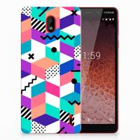 Nokia 1 Plus | TPU Hoesje | Blokken Kleurrijk - thumbnail