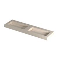 INK Pitch Wastafel keramische slab bak dubbel met drain en front en side skirts zonder kraangaten 160x45x9 Travertin mat - thumbnail