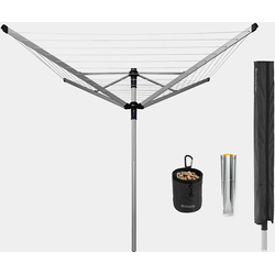 Brabantia lift-o-matic advance droogmolen met beschermhoes en wasknijpertas 60 meter metallic grey
