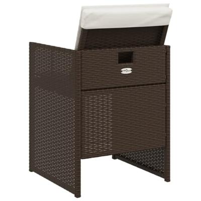 Tuinstoelen 4 st met kussens poly rattan bruin - thumbnail
