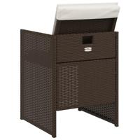Tuinstoelen 4 st met kussens poly rattan bruin - thumbnail