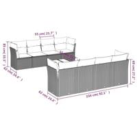 9-delige Loungeset met kussens poly rattan beige - thumbnail