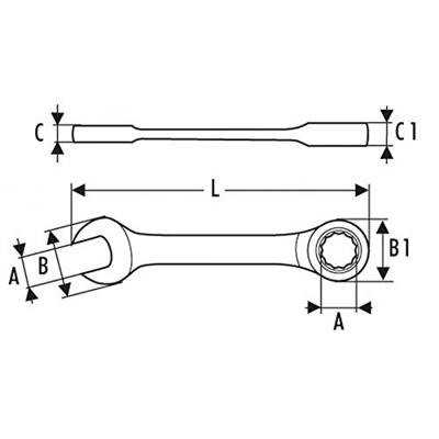 Expert by Facom Korte Ratelringsteeksleutel | 19 mm - E110923