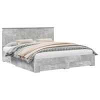 Bedframe met hoofdeinde Beton Grijs 200 x 200 cm Bewerkt hout - thumbnail