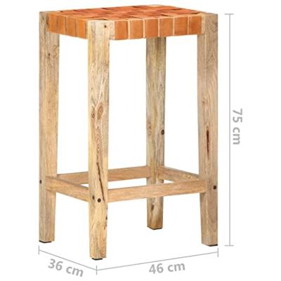 Barkrukken 2 st 75 cm echt leer bruin