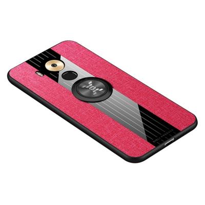 Voor Huawei mate 8 XINLI stiksels doek Textue schokbestendig TPU beschermhoes met ring houder (rood)