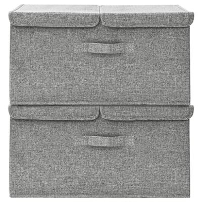 VidaXL Opbergboxen 2 st 50x30x25 cm stof grijs