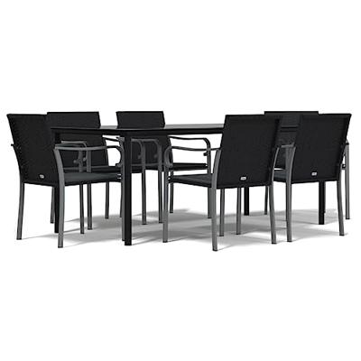 7-delige Tuinset met kussens poly rattan en staal