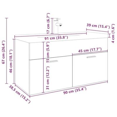 Wastafelkast met ingebouwde wasbak bewerkt hout oud hout
