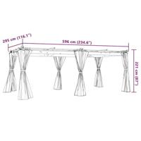 Prieel met gordijnen 6x3 m staal antracietkleurig - thumbnail