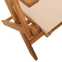 Tuinstoelen 8 st inklapbaar stof en massief hout beige - thumbnail