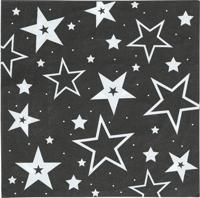 Servetten Sterren zwart/wit/goud 30 Jaar (12st) - thumbnail