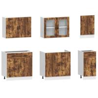 7-delige Keukenkastenset Kalmar bewerkt hout gerookt eiken - thumbnail