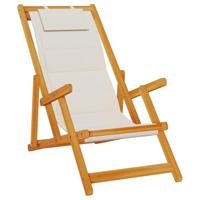 Strandstoel inklapbaar met armleuningen acaciahout en textileen - thumbnail