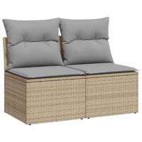 2-delige Loungeset met kussens poly rattan acacia beige - thumbnail