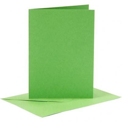 Creativ Company Kaarten en enveloppen, afmeting kaart 10,5x15 cm, afmeting envelop 11,5x16,5 cm, 110+220 gr, groen, 6 set/ 1 doos