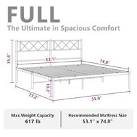 Bedframe met hoofdbord metaal zwart 135x190 cm - thumbnail