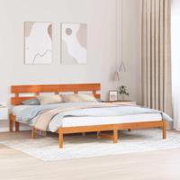 Bedframe met hoofdeinde Bruin 200 x 200 cm Massief grenenhout - thumbnail