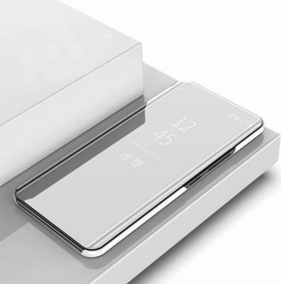 Plating spiegel links en rechts Flip cover met beugel holster voor iPhone 11 Pro Max (zilver)