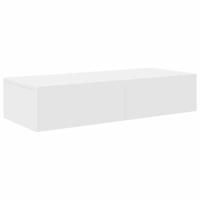 Wandschap met lades 80x33x17 cm bewerkt hout wit - thumbnail