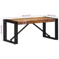 Salontafel 80x40x35 cm massief ruw mangohout - thumbnail