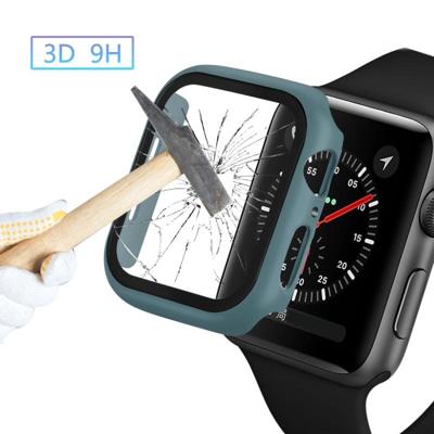 ENKAY Hat-Prince volledige dekking PC geval + gehard glas beschermer voor Apple Watch serie 5/4 40mm (groen)