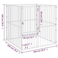 VidaXL Hondenkennel 4 panelen gepoedercoat staal zwart - thumbnail