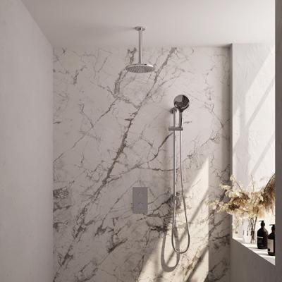 Brauer Chrome Carving Thermostatische Regendoucheset Inbouw - Hoofddouche 20 cm - 3 Weg - Handdouche 3 Standen - Doucheslang - Geintegreerde Glijstang - Chroom