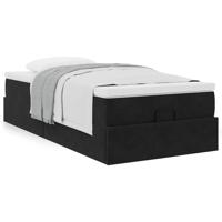 Ottoman bed met matras 80x200cm fluweel zwart - thumbnail