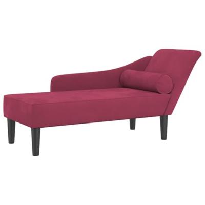 Chaise longue met kussens fluweel wijnrood Chaise longue met kussens fluweel wijnrood