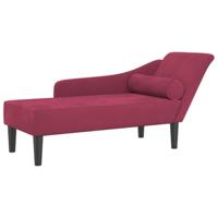 Chaise longue met kussens fluweel wijnrood - thumbnail