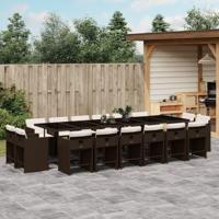 17-delige Tuinset met kussens poly rattan bruin - thumbnail
