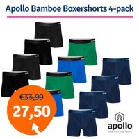 Apollo Bamboe boxershorts 4-pack zwart - thumbnail