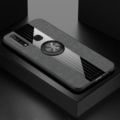 Voor vivo Z5X XINLI stiksels doek textuur schokbestendig TPU beschermhoes met ring houder (grijs)