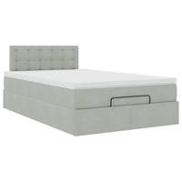 Ottoman bed met matras 80x200cm fluweel lichtgrijs - thumbnail