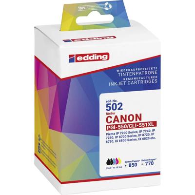 Edding Inktcartridge vervangt Canon PGI-550XL+CLI-551XL Compatibel Combipack Zwart, Zwart, Cyaan, Magenta, Geel EDD-502 18-502-01