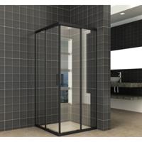 Wiesbaden Skyline hoekinstap cabine met 2 schuifdeuren 800 x 800 x 2000 x 8 mm nano helder glas/mat zwart 20.3715 - thumbnail